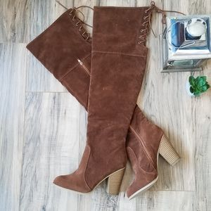 Chase & Chloe Suede Over the Knee Boots